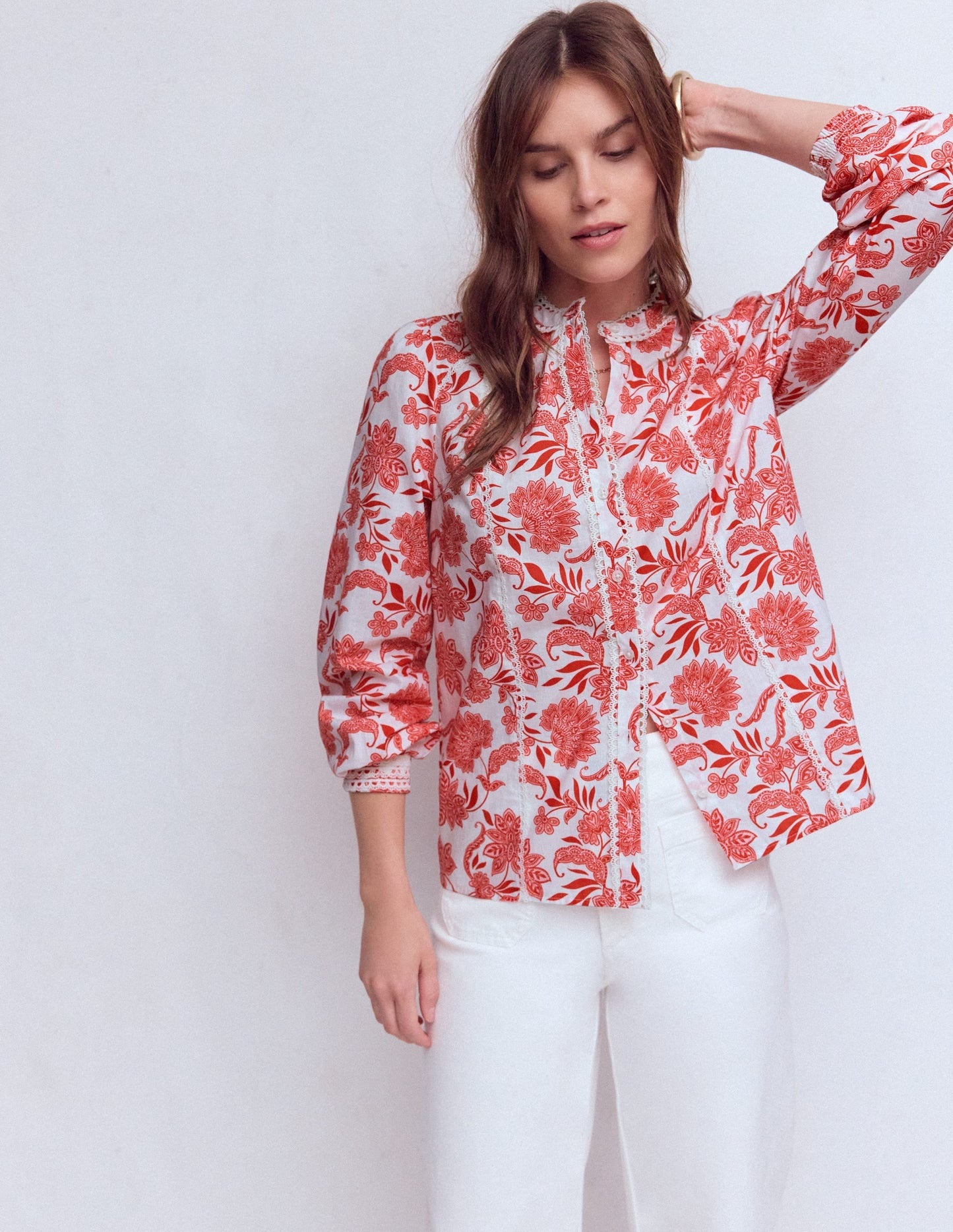 Rhea Trim  Insert Cotton Top-Pink, Elegant Blossom