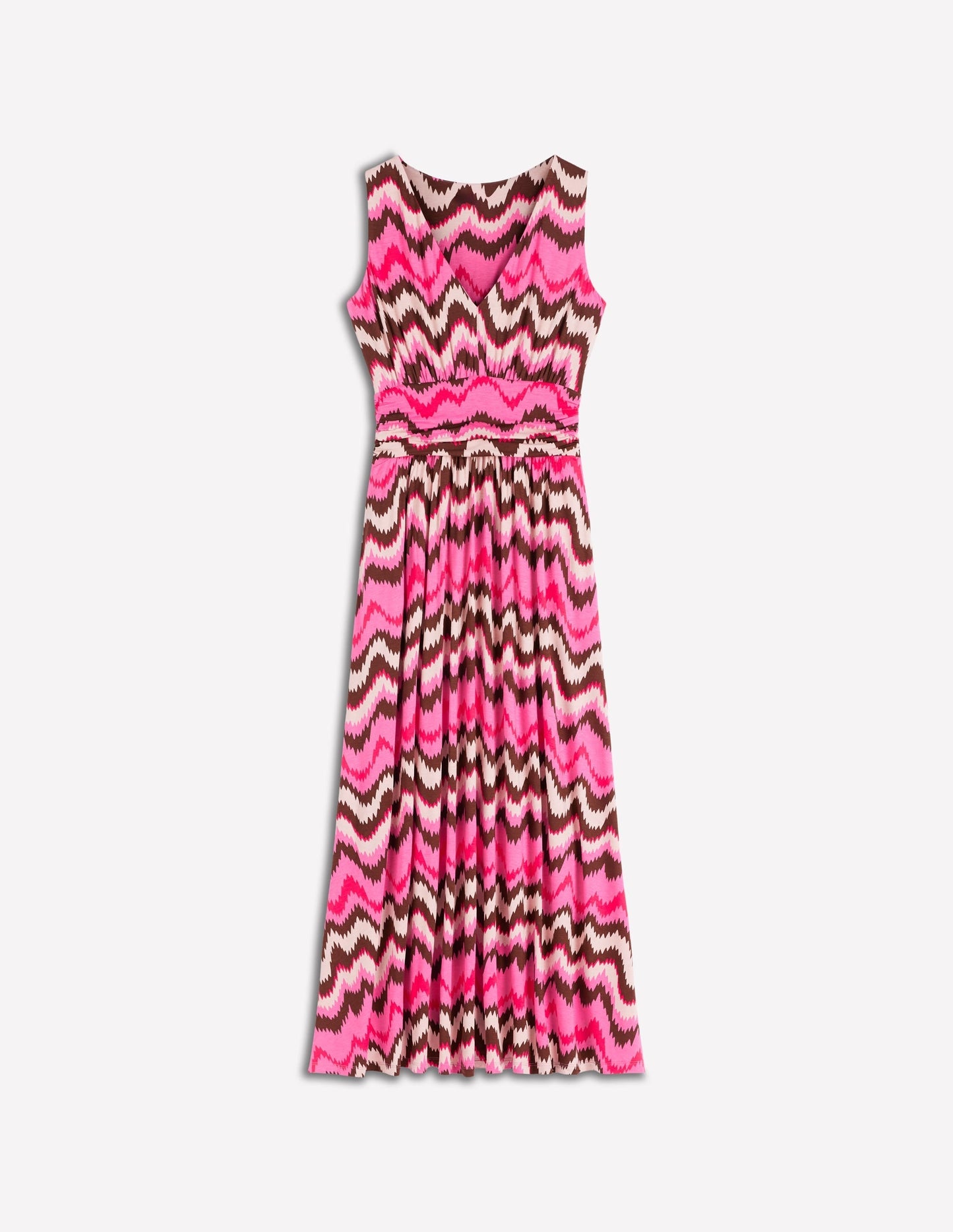 Elodie Jersey Maxi Dress-Pink Punch, Zig Zag Wave