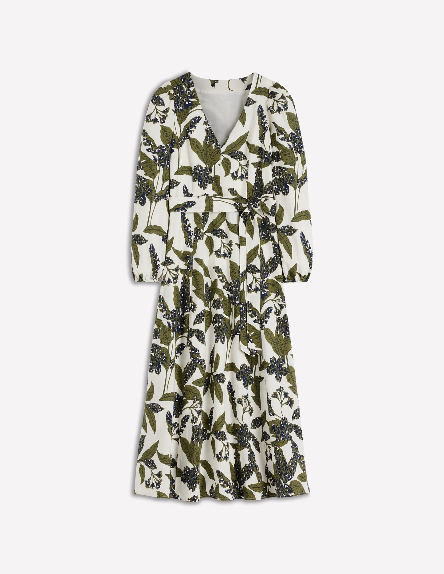 Florence Linen Blend Dress-Olive Leopard Flora