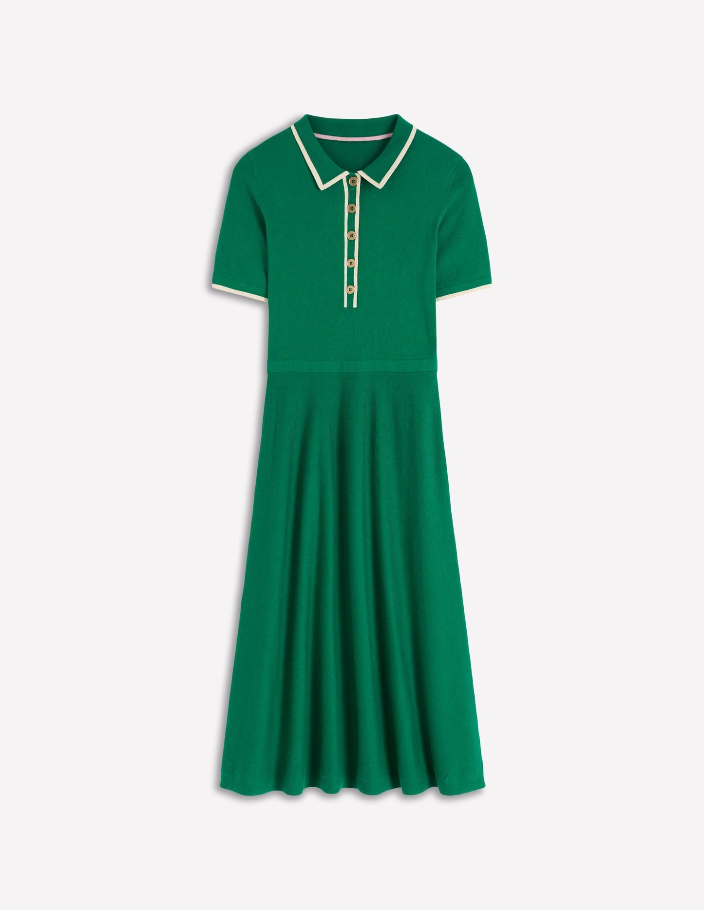 Collared Knitted Midi Dress-Fresh Green