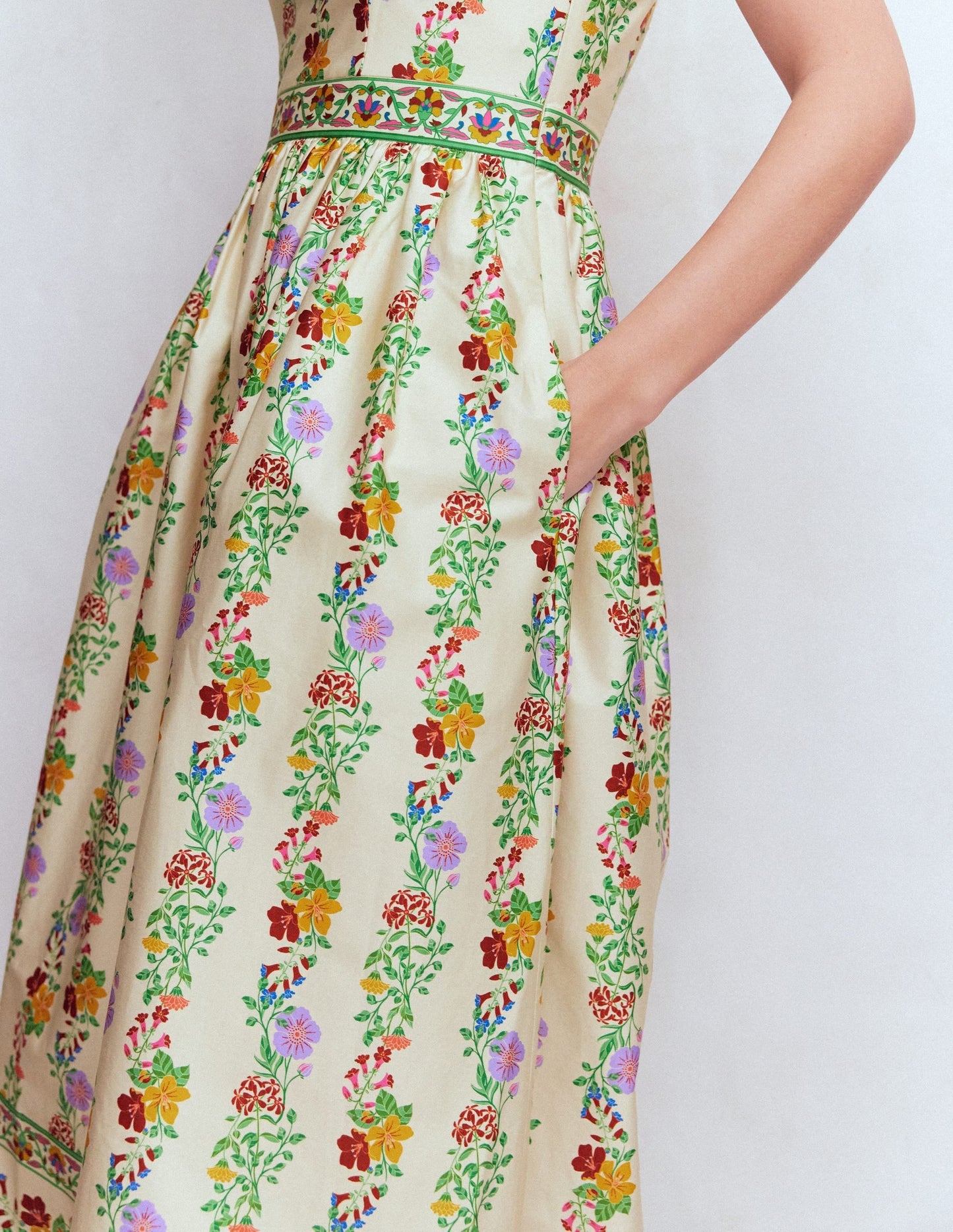 Square Neck Occasion Dress-Ivory, Blossom Trail