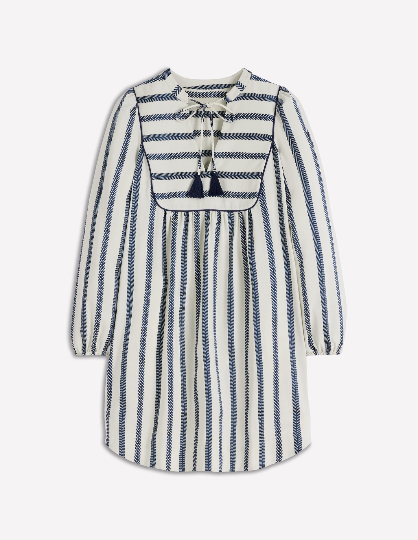 Pia Cotton Yoke Dress-Blue Stripe