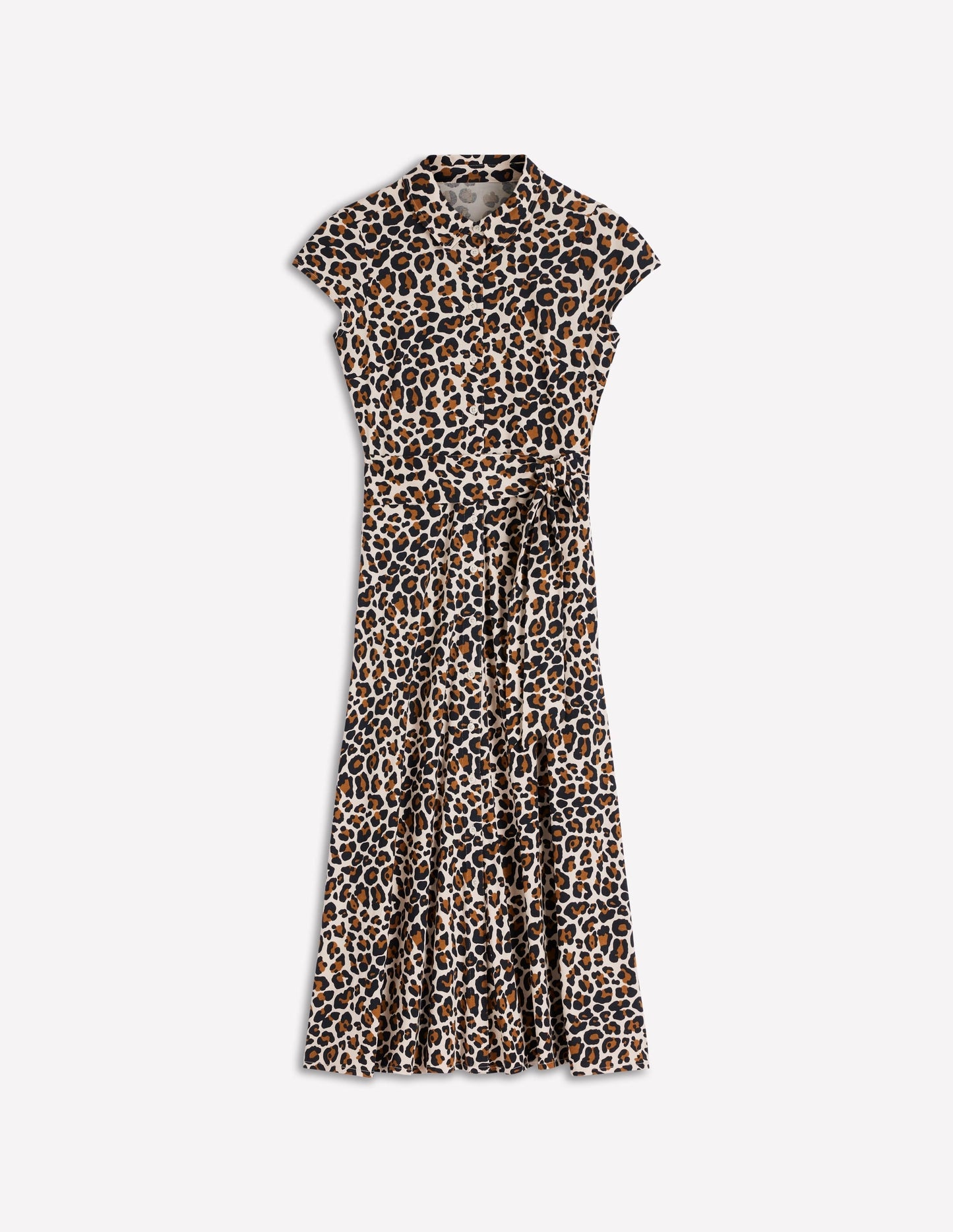 Marcia Jersey Shirt Dress-Almond Milk, Cheetah Pop