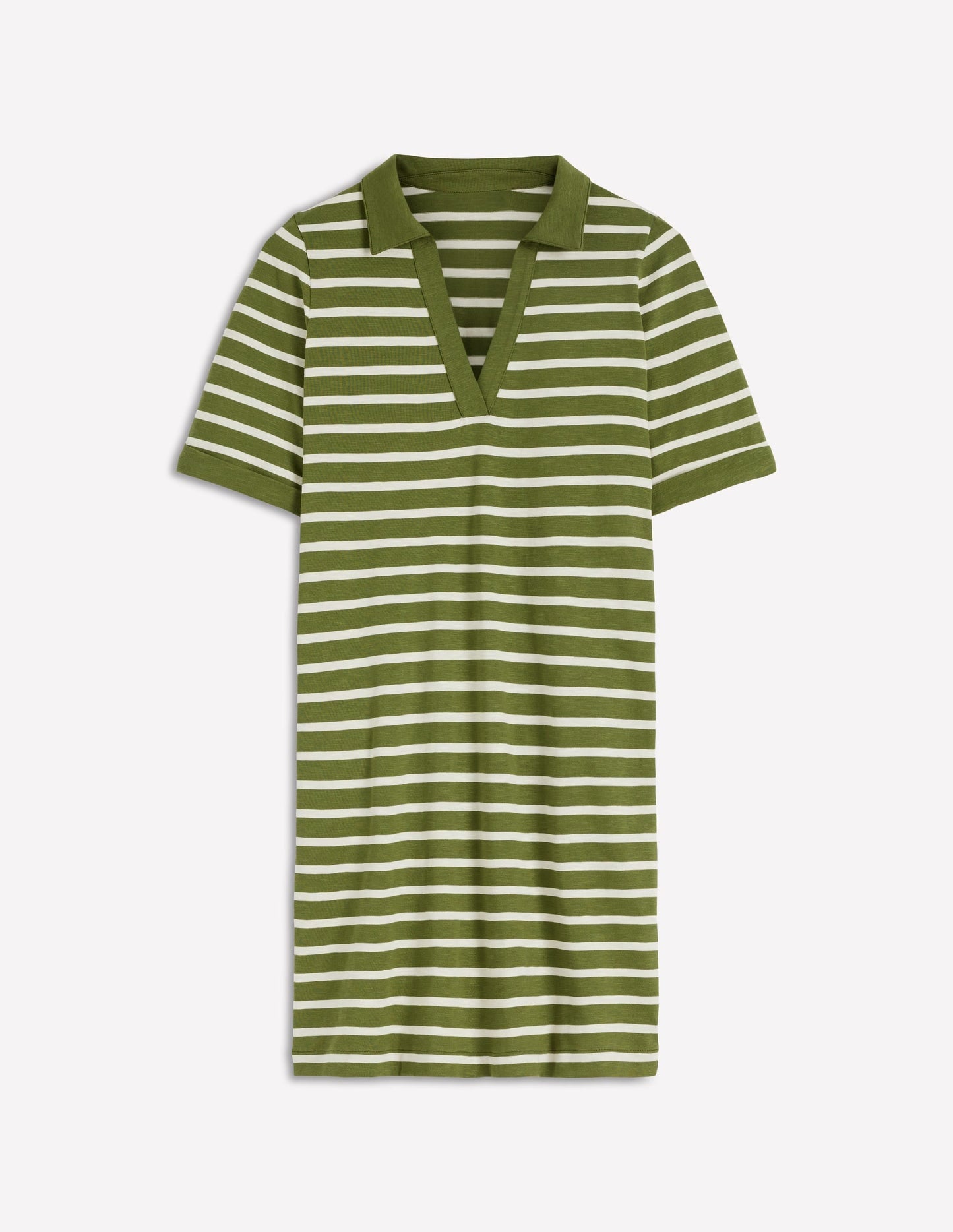 Tilda Jersey T-shirt Dress-Olive and Ivory Stripe