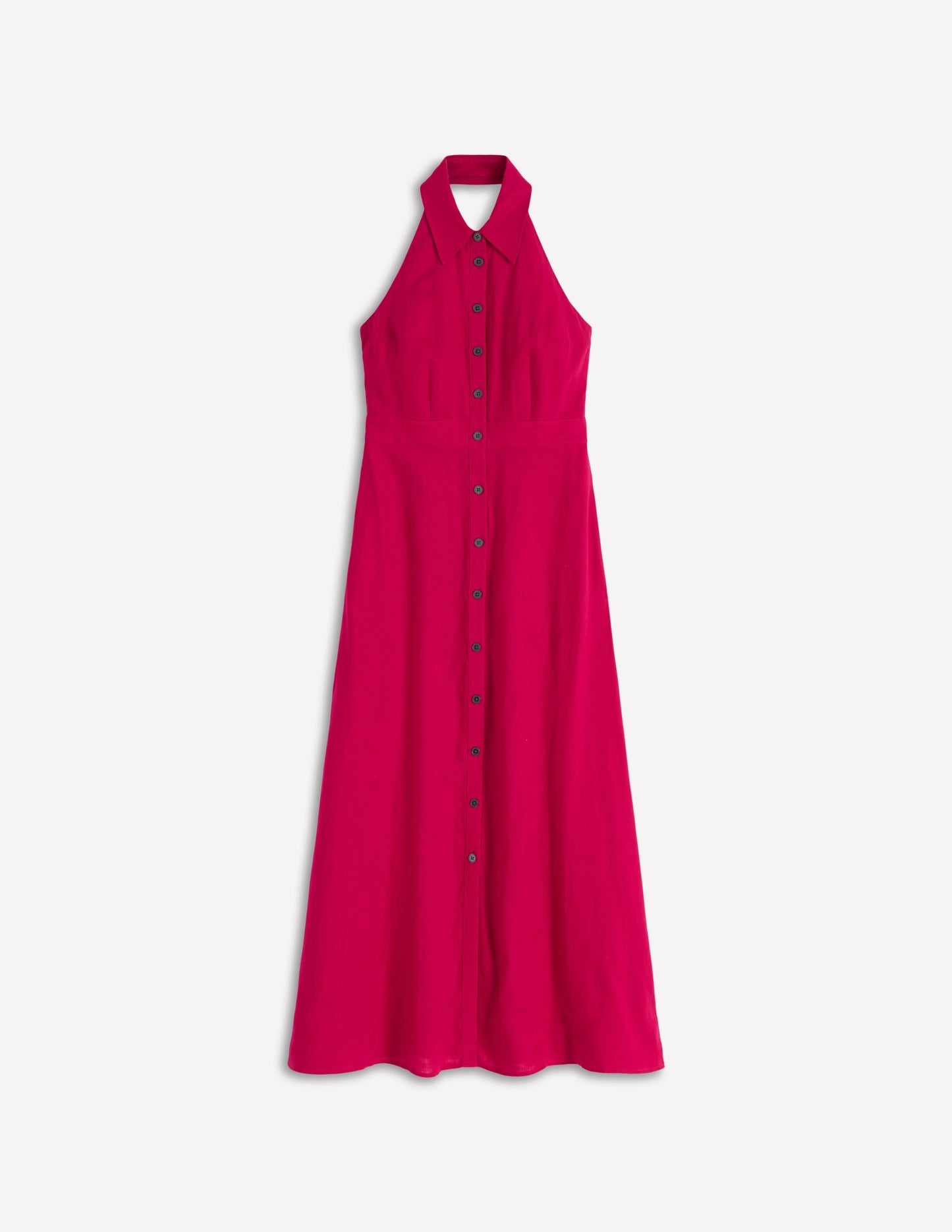 Halter Linen Blend Maxi Dress-Pomegranate