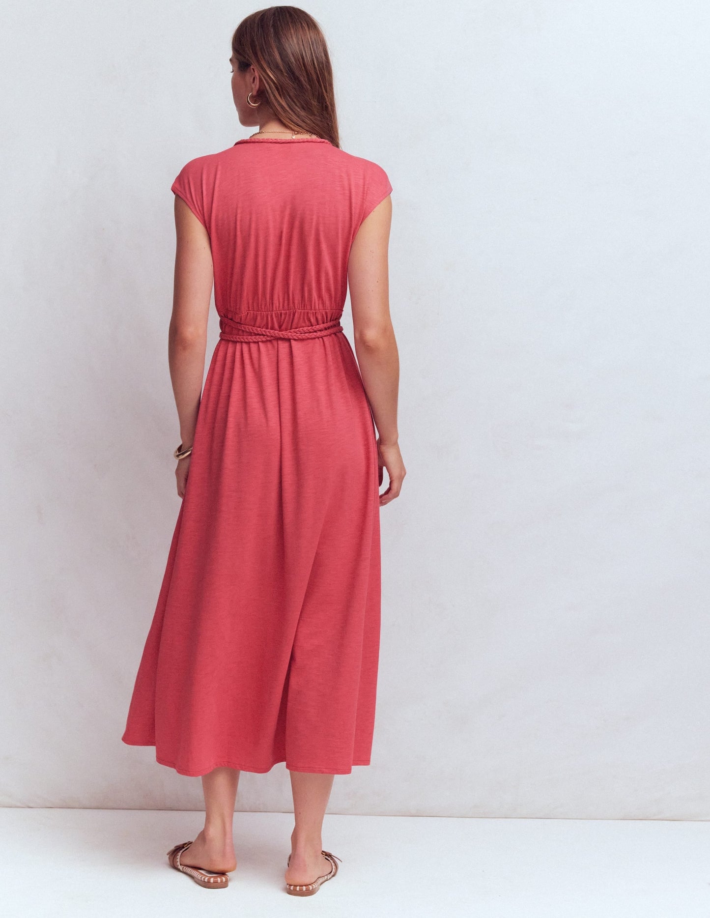 Heidi Ruched Rope Jersey Dress-Winter Blush