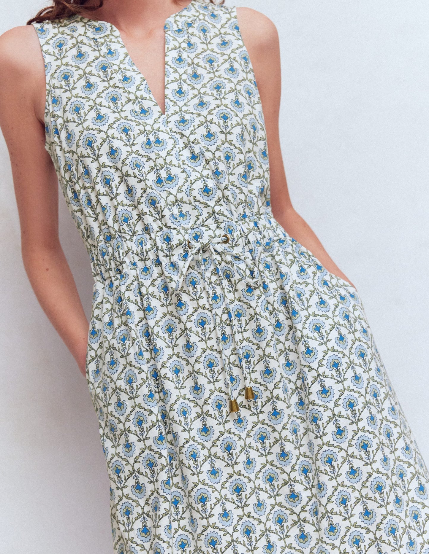Delphine Midi Jersey Dress-Ivory, Flower Lattice