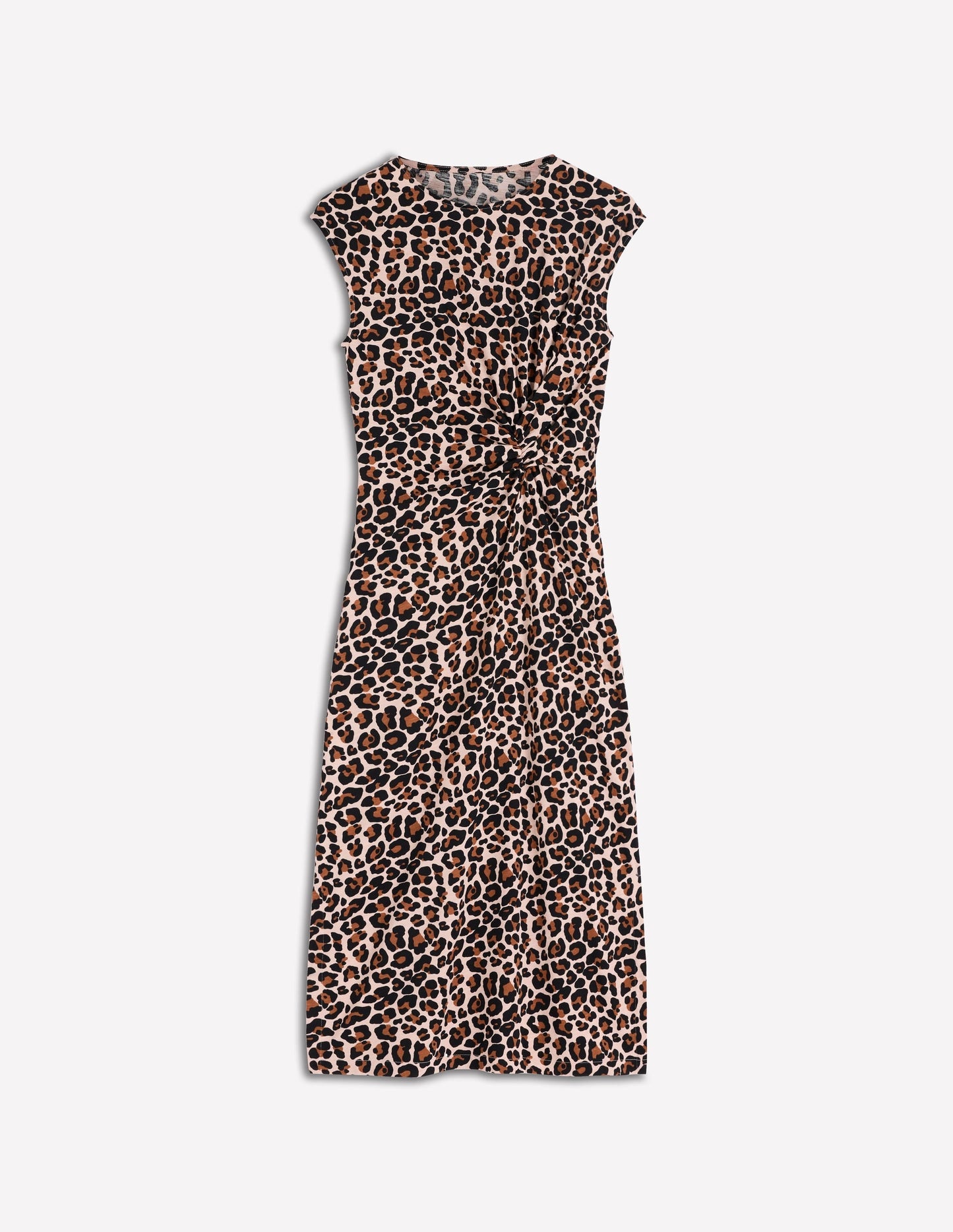 Delilah Twisted Midi Dress-Almond Milk, Cheetah Pop