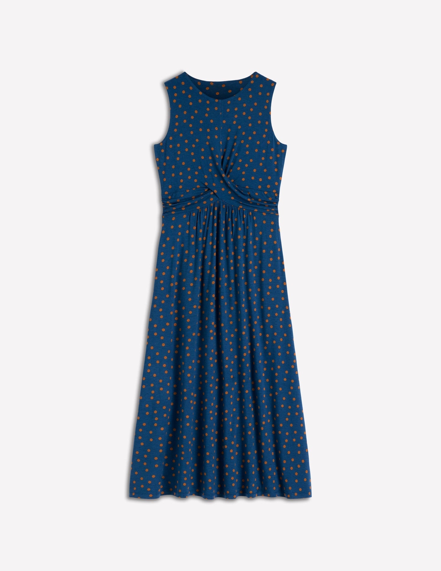 Zara Cross Waist Jersey Dress-Tourmaline Blue, Painted Dot