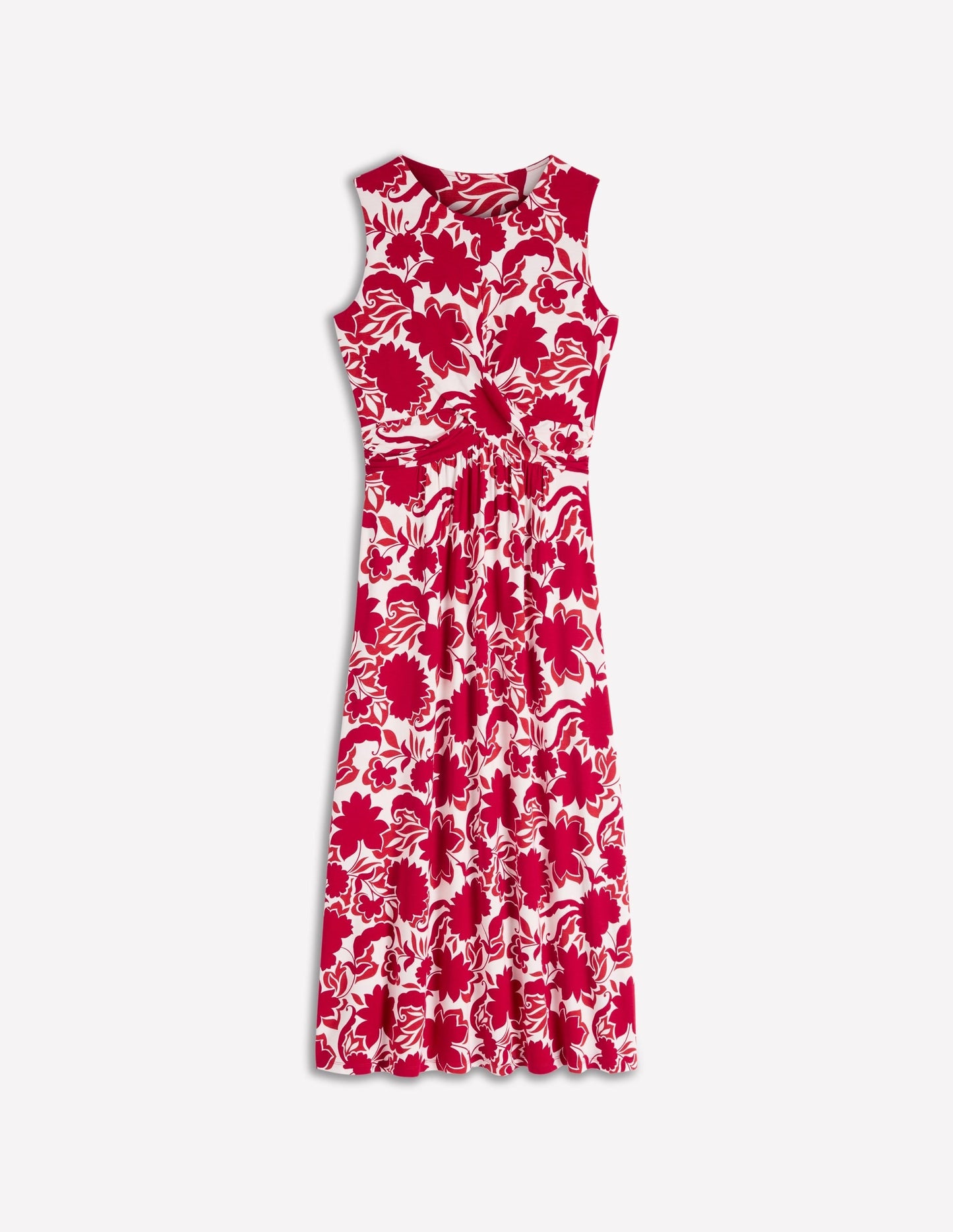 Zara Cross Waist Jersey Dress-Merida Red, Shadow Blossom