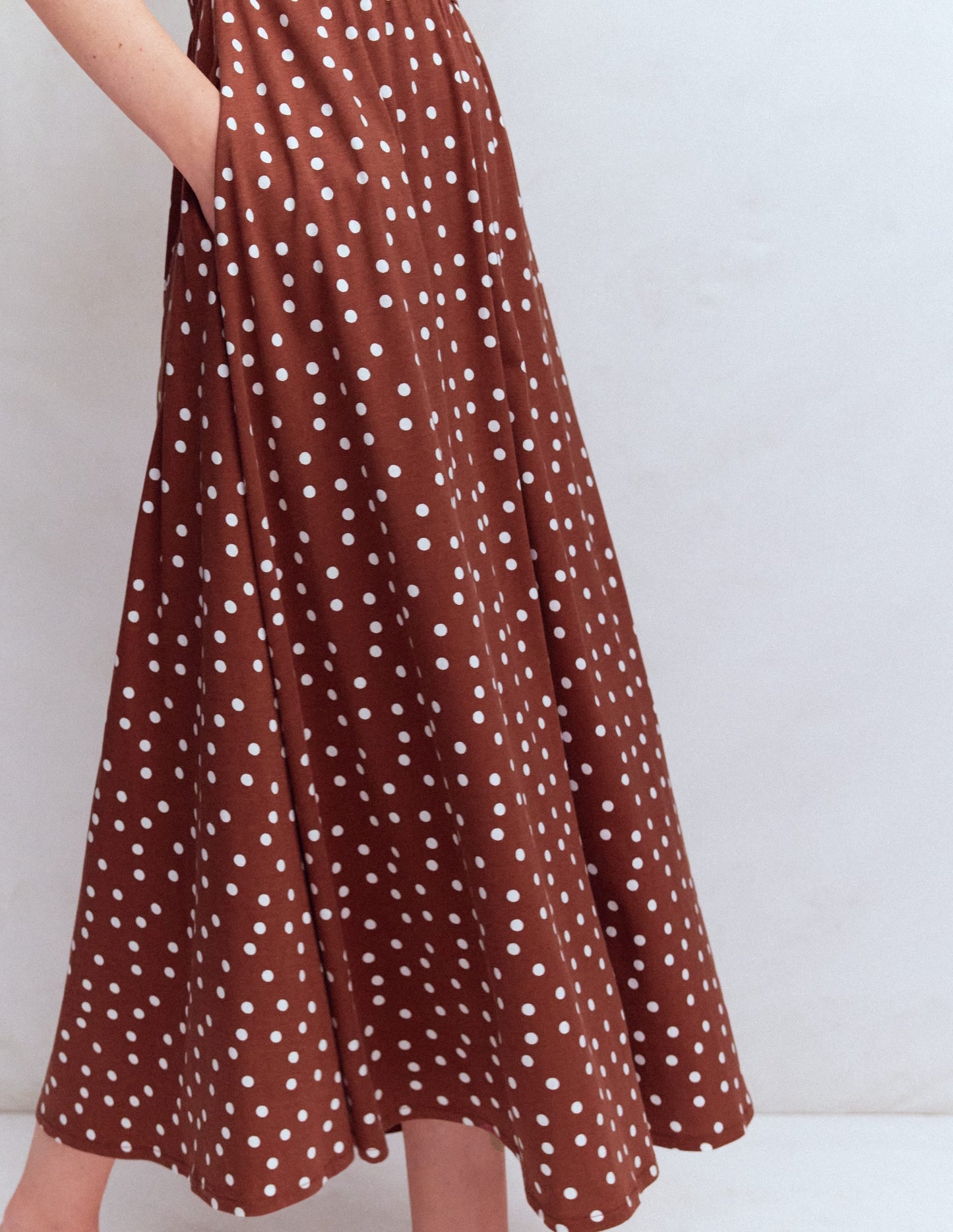 Saoirse Smock Back Dress-Roasted Brown, Painted Dot