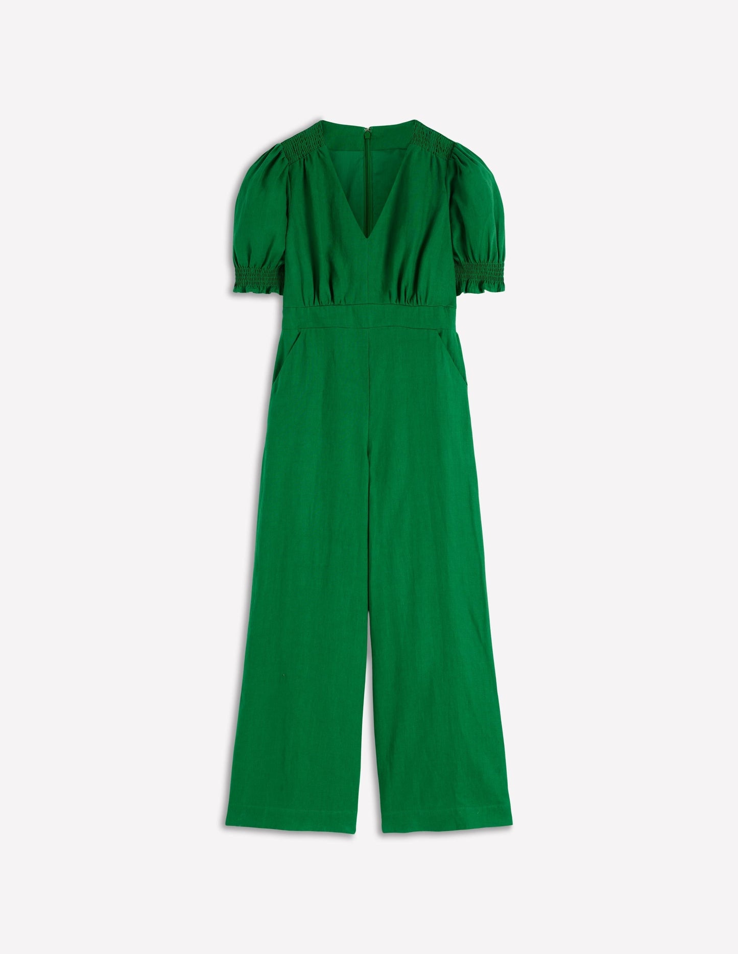 Anna Linen Jumpsuit-Amazon Green