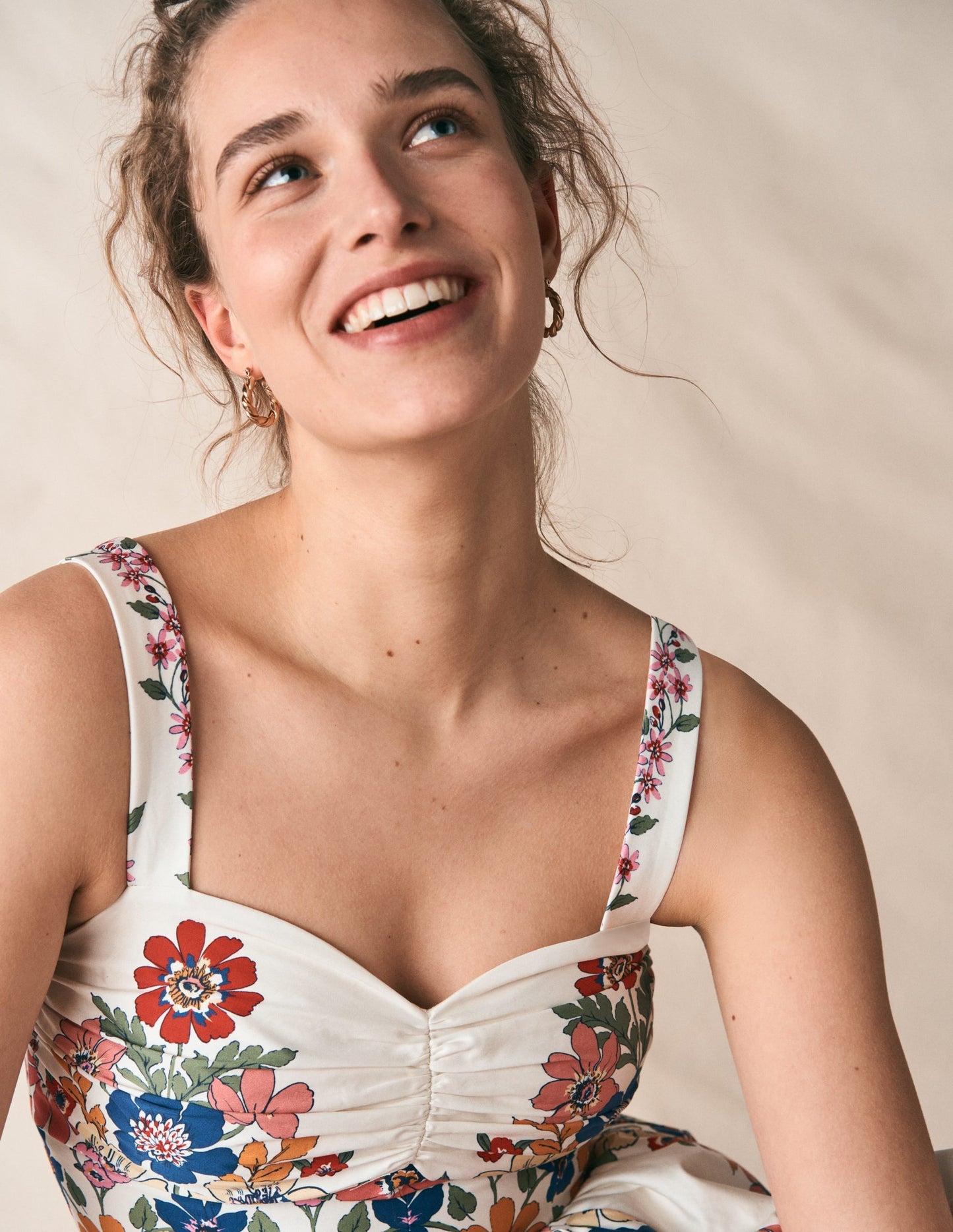 Fit and Flare Midi Dress-Multi Meadow Flowers Lattice