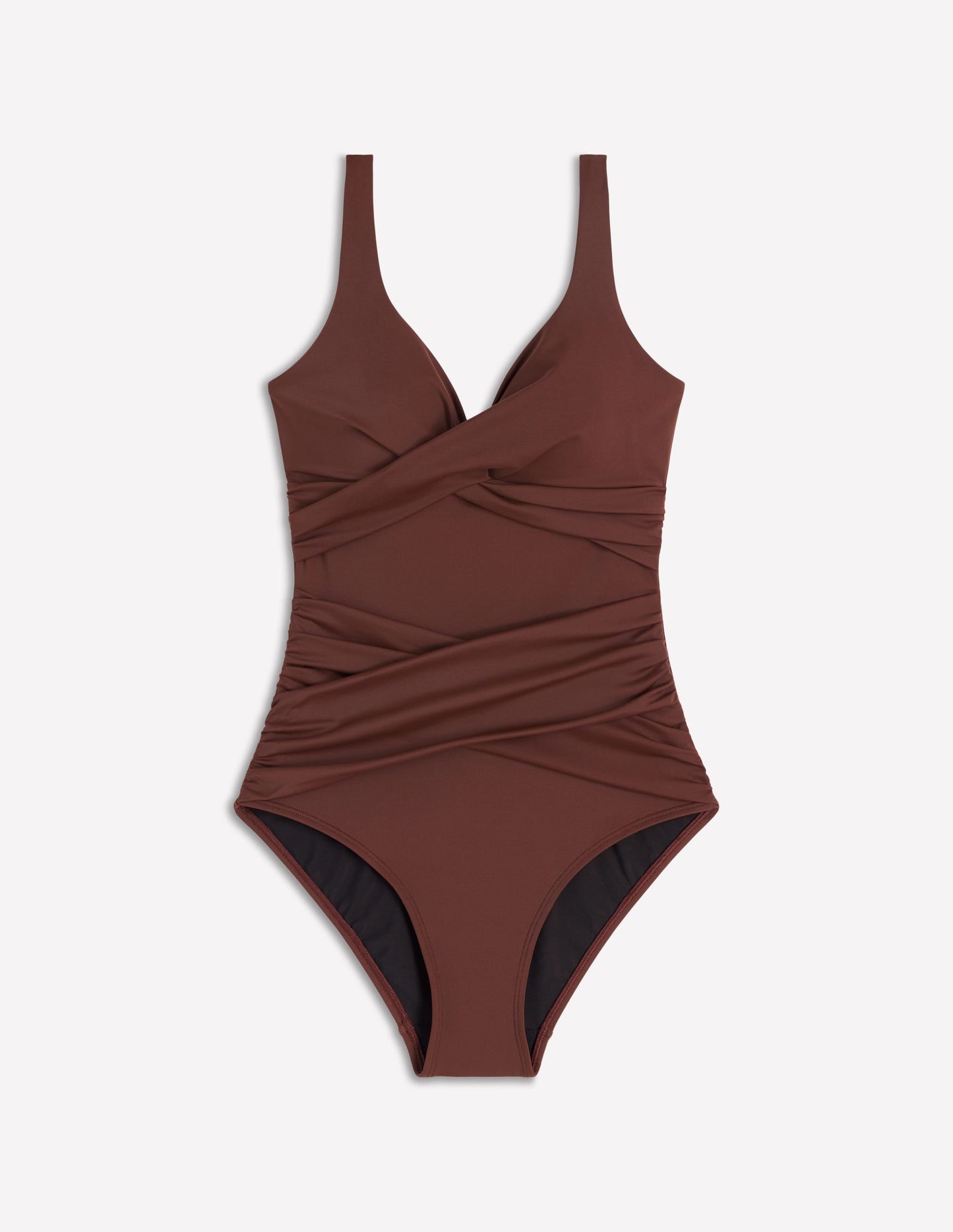 Cannes Cross Wrap Swimsuit-Bitter Chocolate