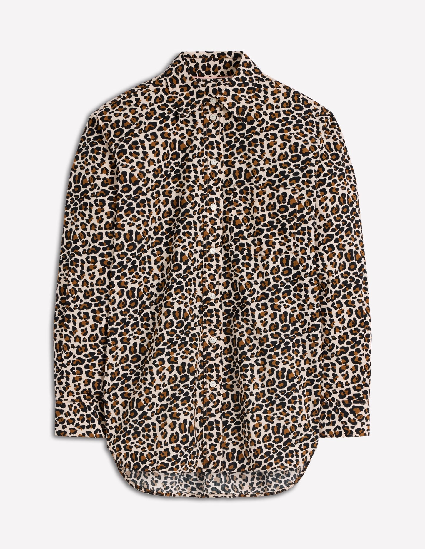 Sadie Relaxed Cotton Shirt-Soft Cream, Leopard Flow