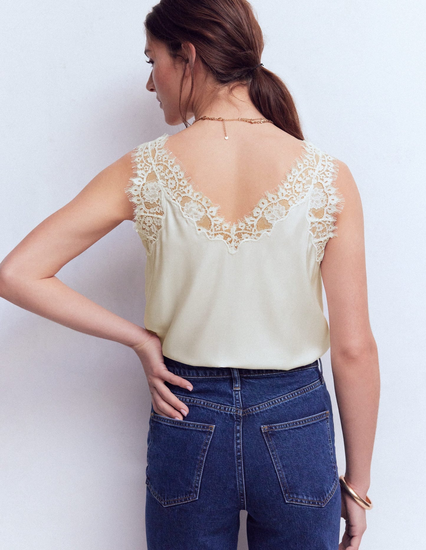 Ara Silk Blend Lace Cami-Ivory