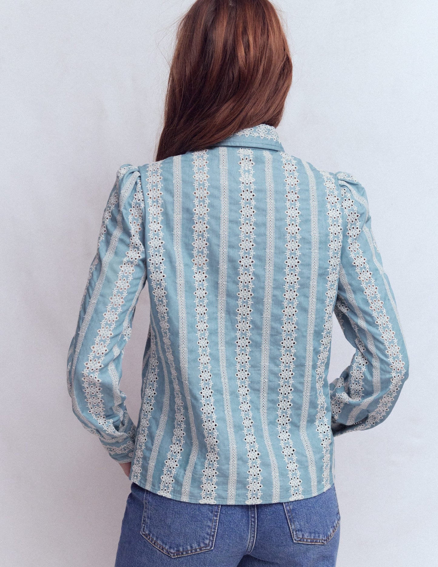 Cara Denim Shirt-Blue Broderie