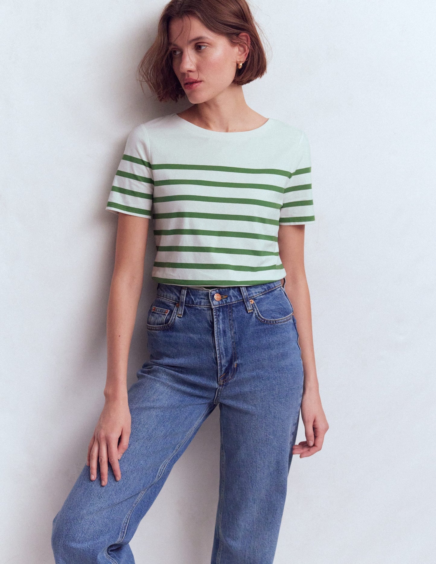 Olivia Short Sleeve Breton-Fairway and Ivory Stripe