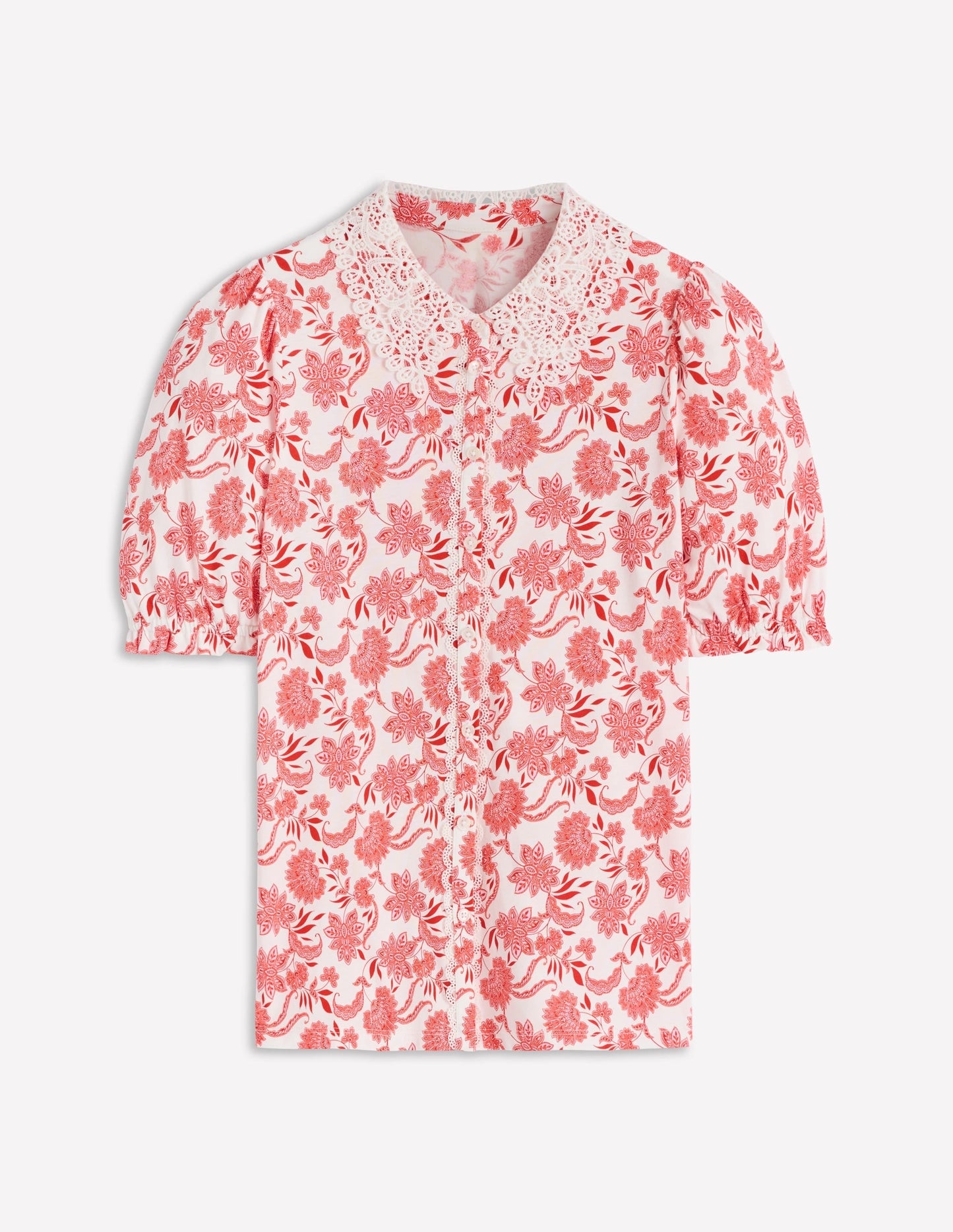 Nessa Broderie Collar Blouse-Pink Floral
