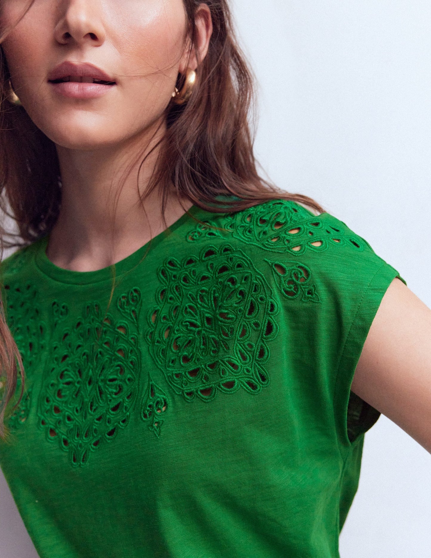 Willow Broderie T-shirt-Fresh Green