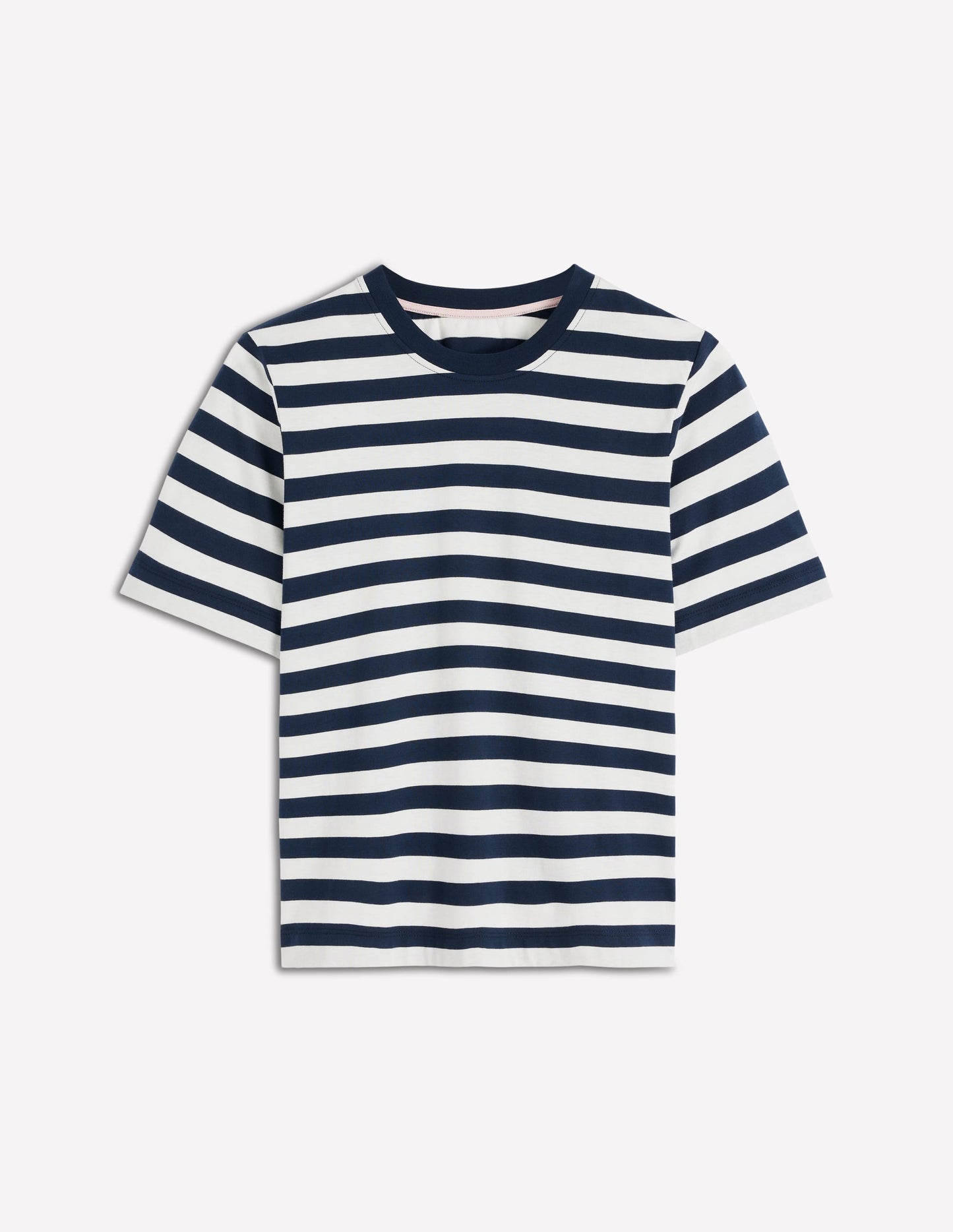 Relaxed Cotton T-shirt-Navy and Ivory Stripe