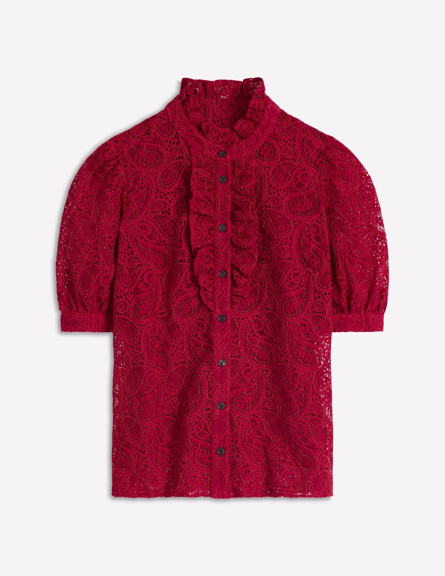 Sasha Short Sleeve Lace Top-Pomegranate