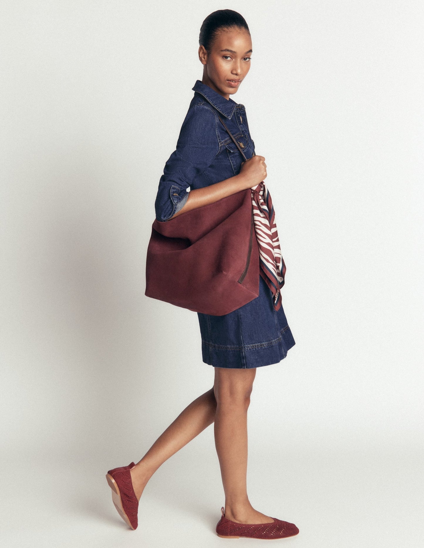 Fleur Denim Short Dress-Mid Vintage Denim