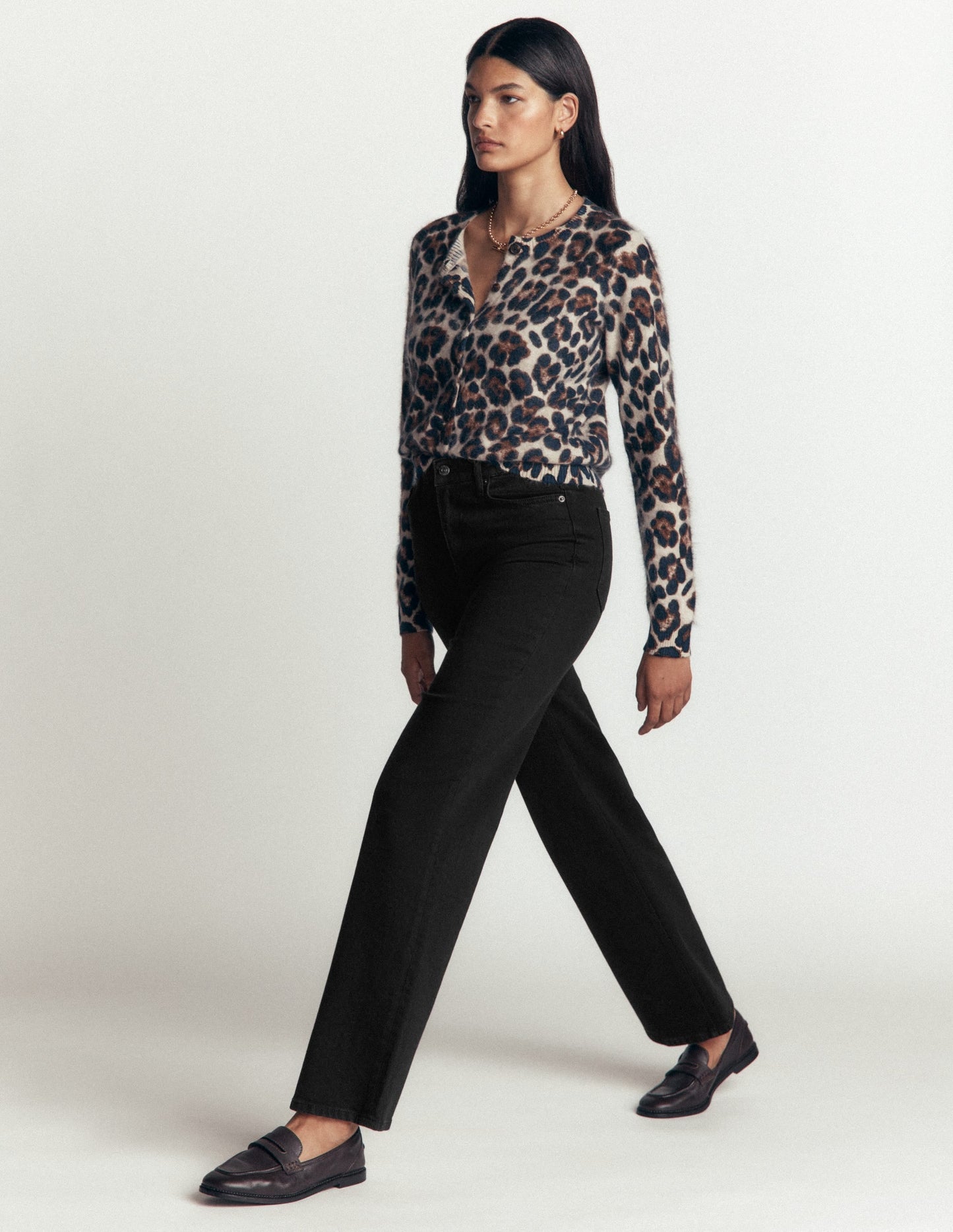 High Rise Column Leg Jeans-Black
