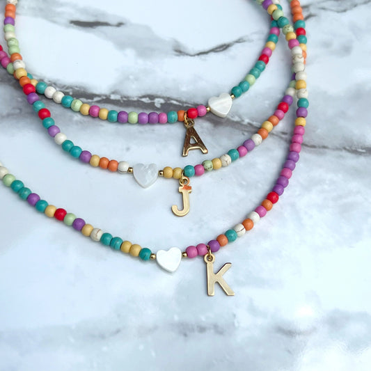 🌈Colorful Beads Initial Choker '18k Gold Plated'💗