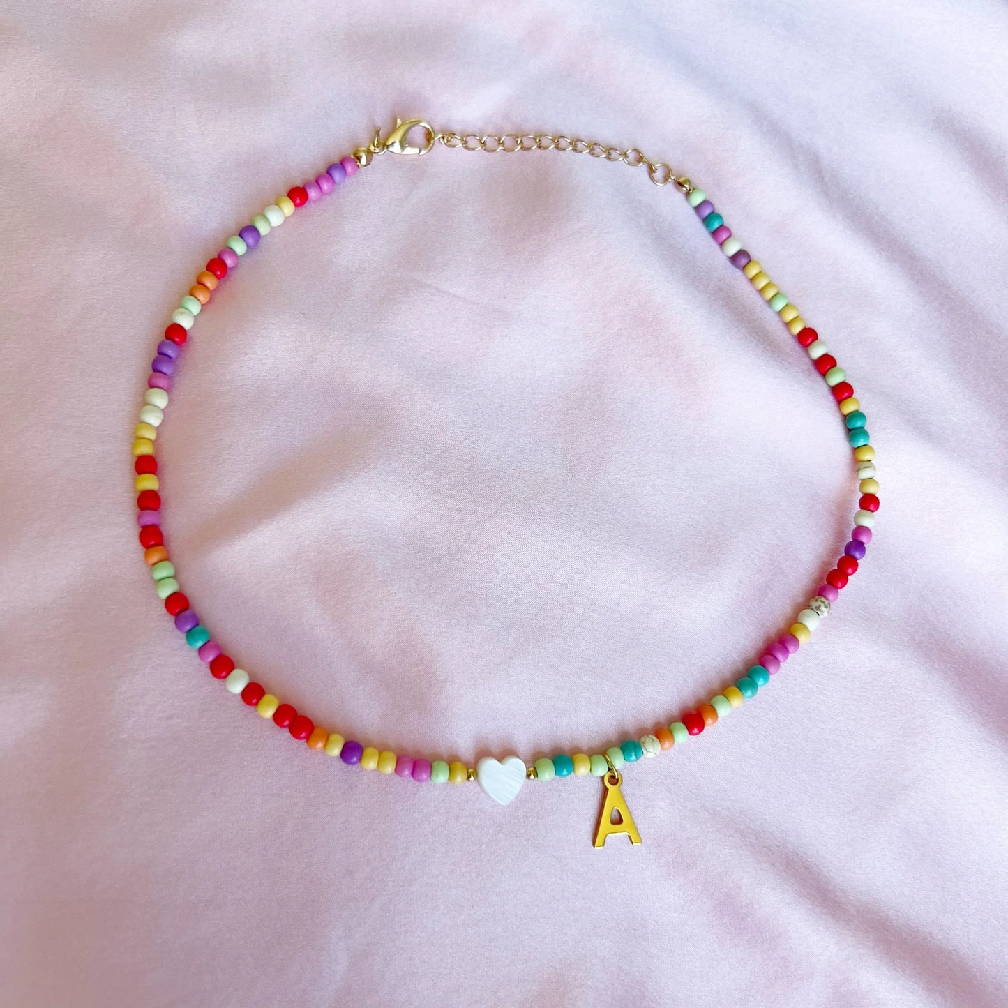 🌈Colorful Beads Initial Choker '18k Gold Plated'💗