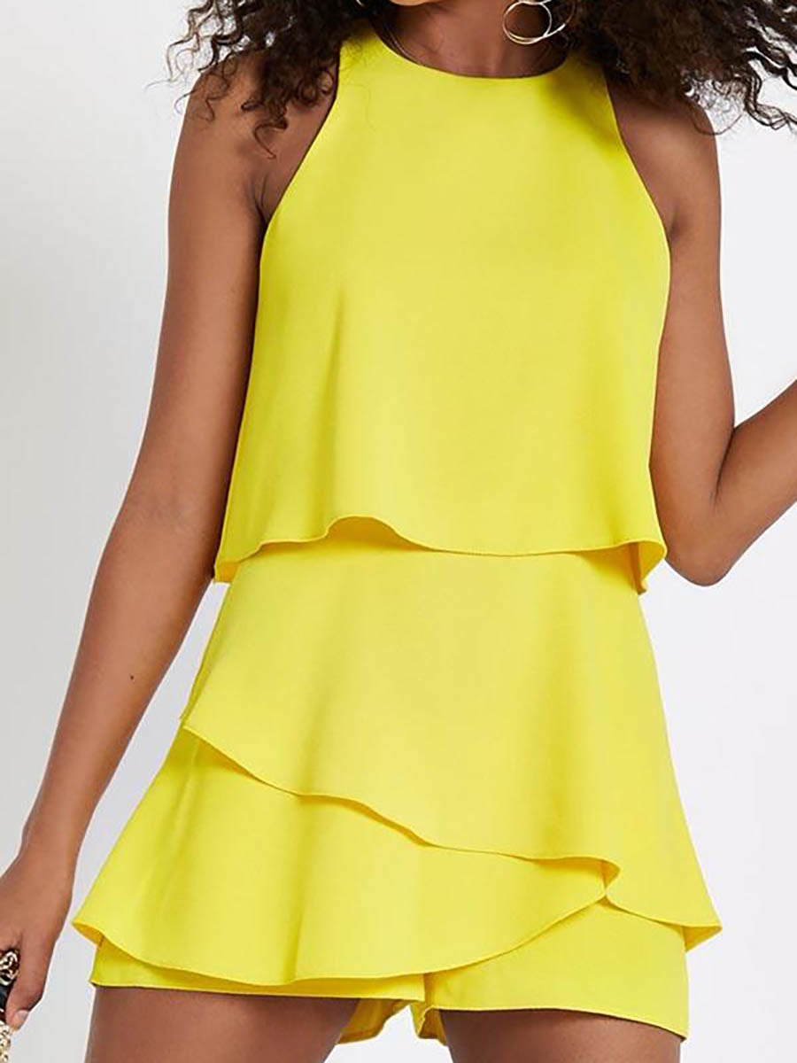 Stunncal O Neck Ruffle White Romper£¨4 colors£©