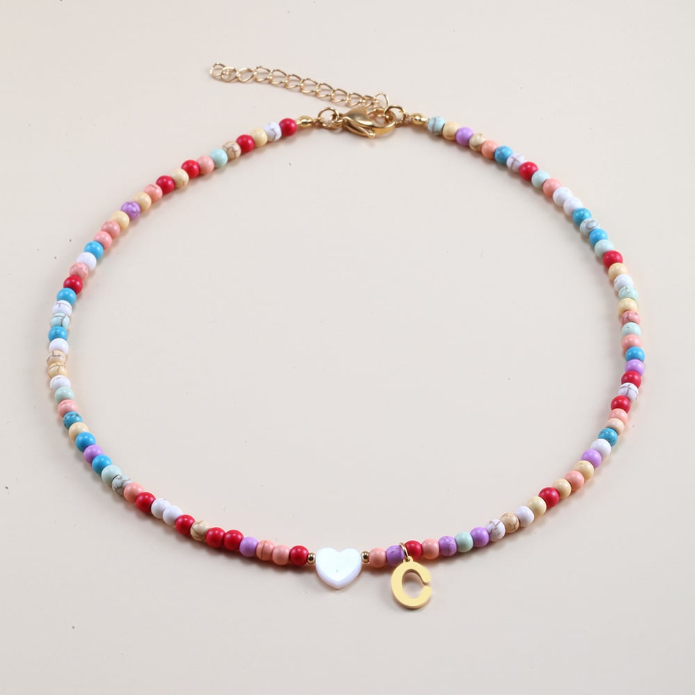 🌈Colorful Beads Initial Choker '18k Gold Plated'💗