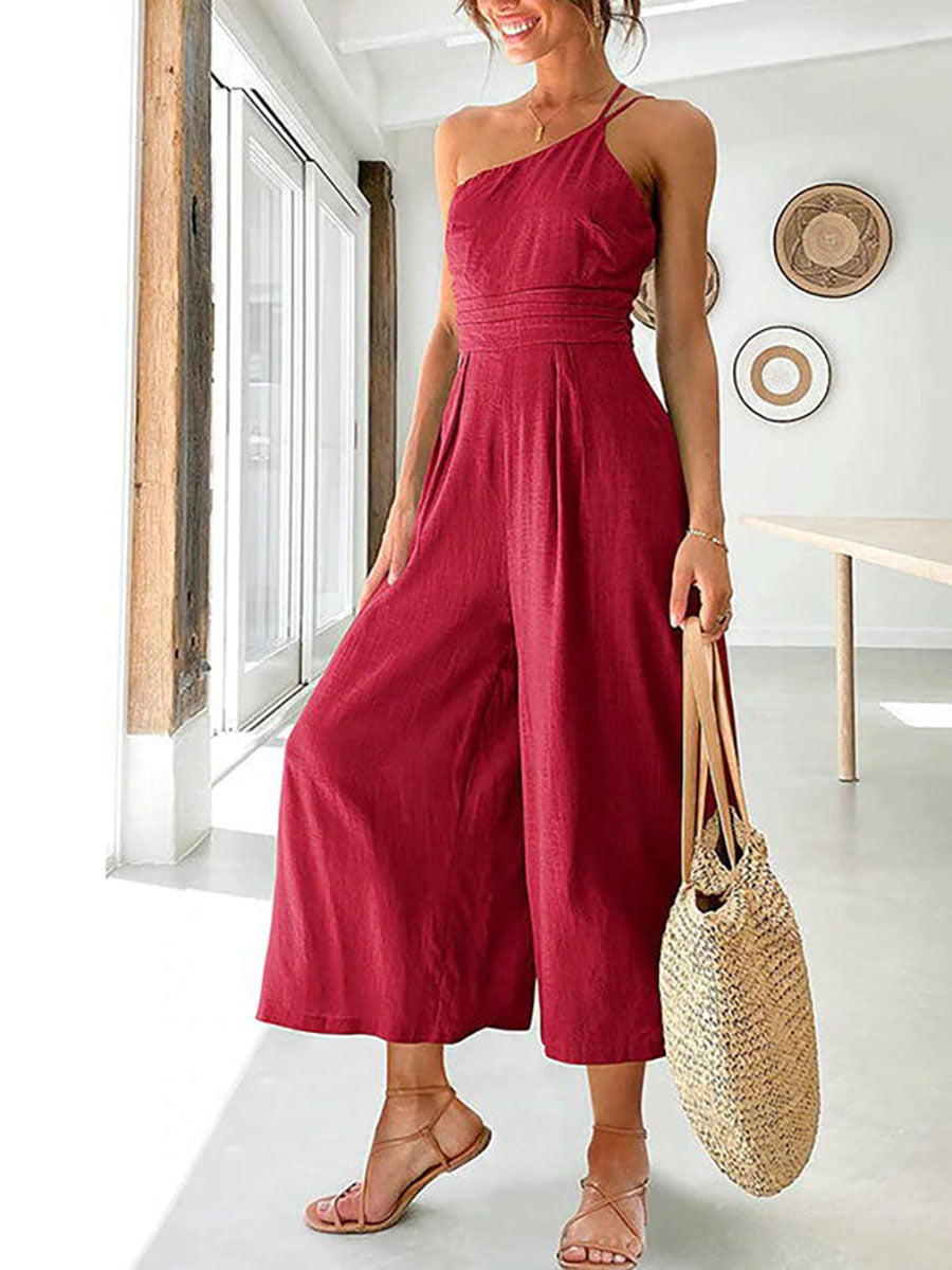Stunncal Chic Journey One Shoulder Straps Wide Leg Jumpsuit£¨8 colors£©