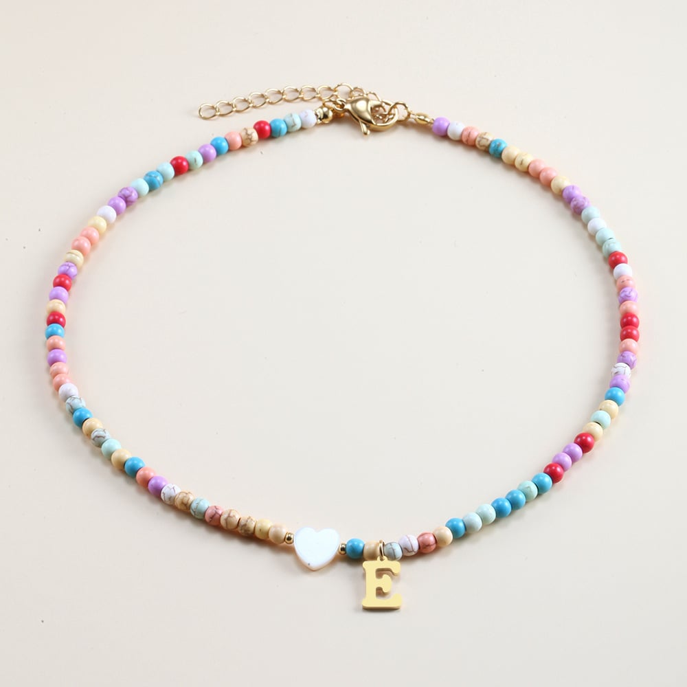 🌈Colorful Beads Initial Choker '18k Gold Plated'💗