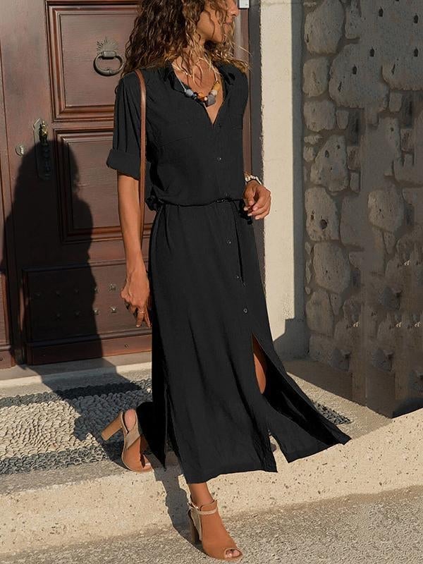 Stunncal Fashionable Loose Long Sleeved Maxi Dress
