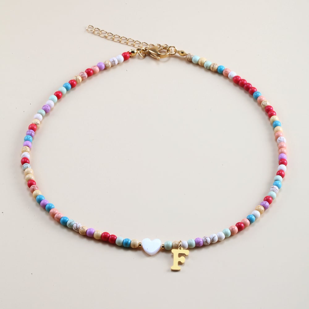 🌈Colorful Beads Initial Choker '18k Gold Plated'💗