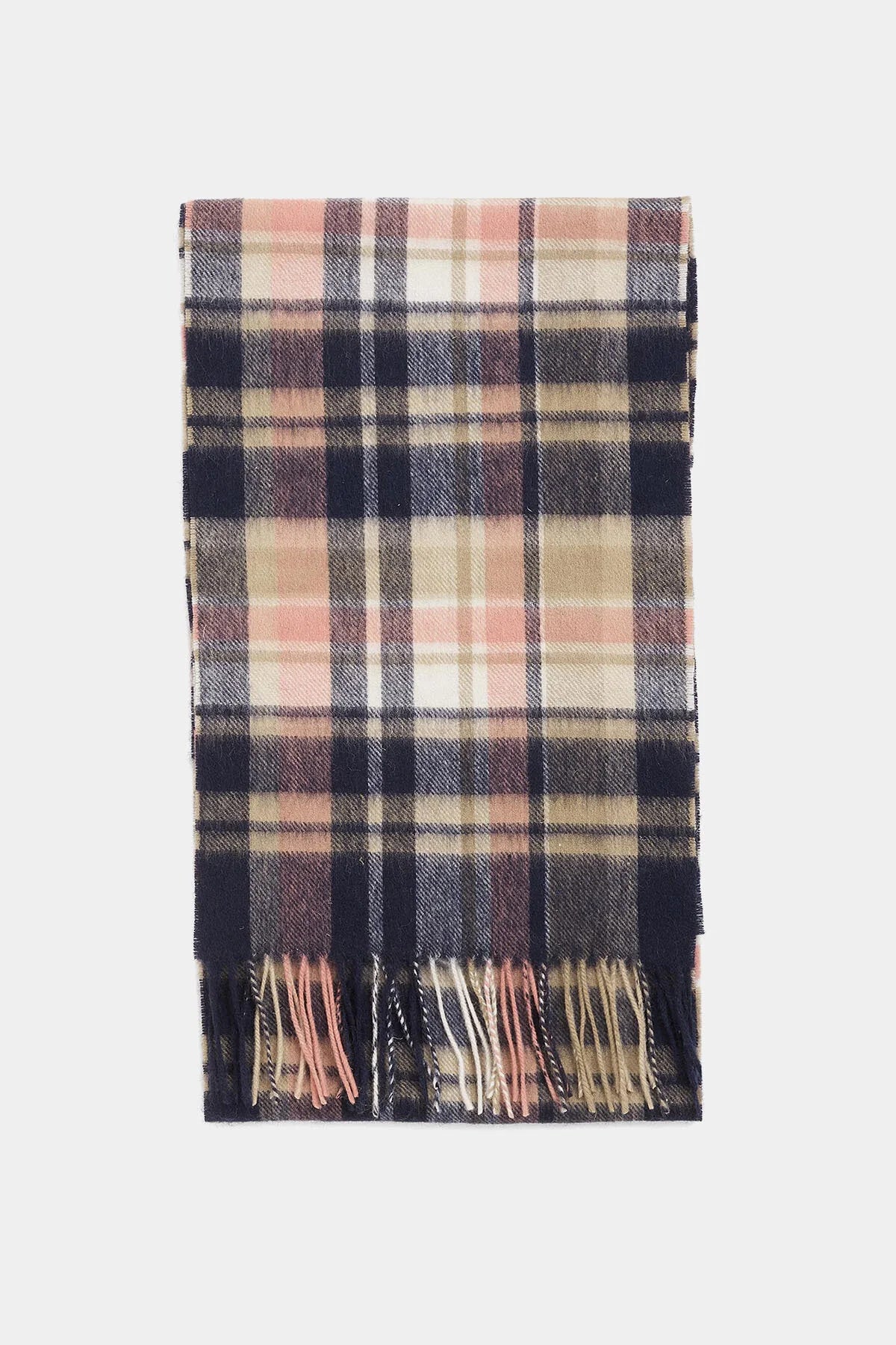 Vintage Plaid Scarf - NAVY/PINK RUST