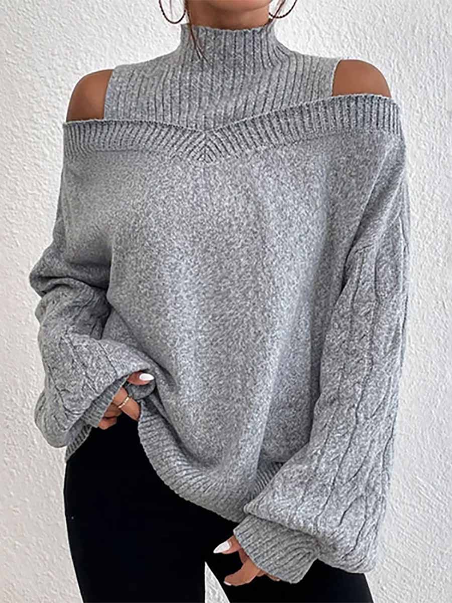 Stunncal Drop Shoulder Lantern Sleeve Sweater