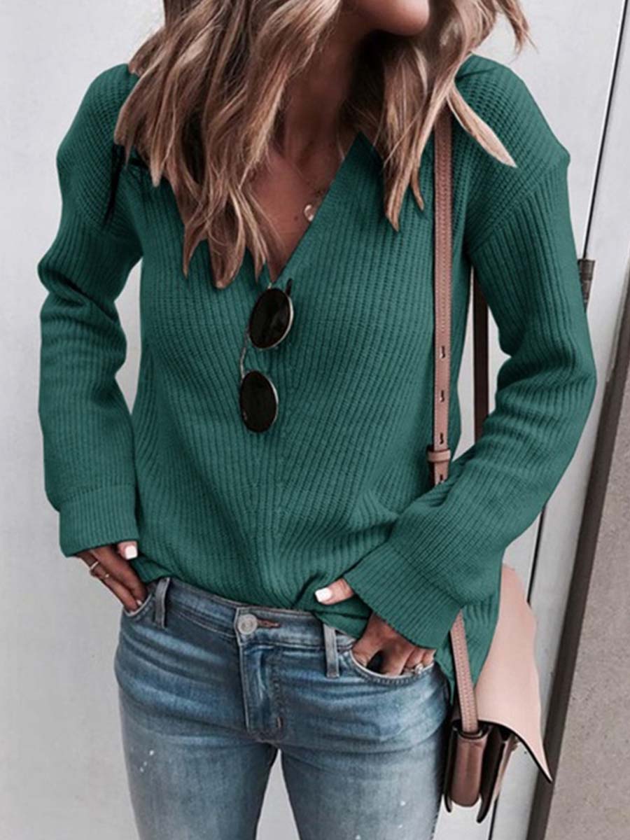 Stunncal Fashion V-Neck Knit Top £¨6 Colors£©