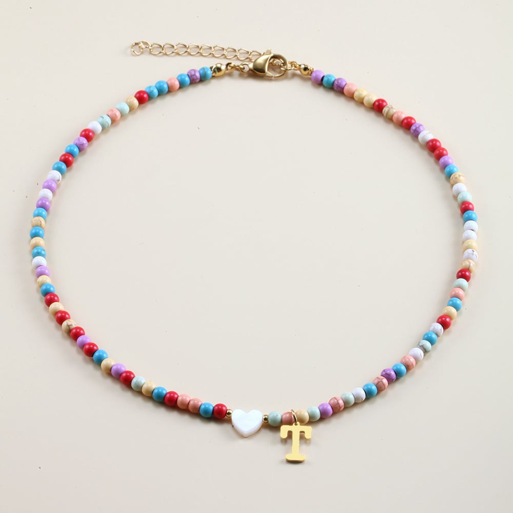 🌈Colorful Beads Initial Choker '18k Gold Plated'💗