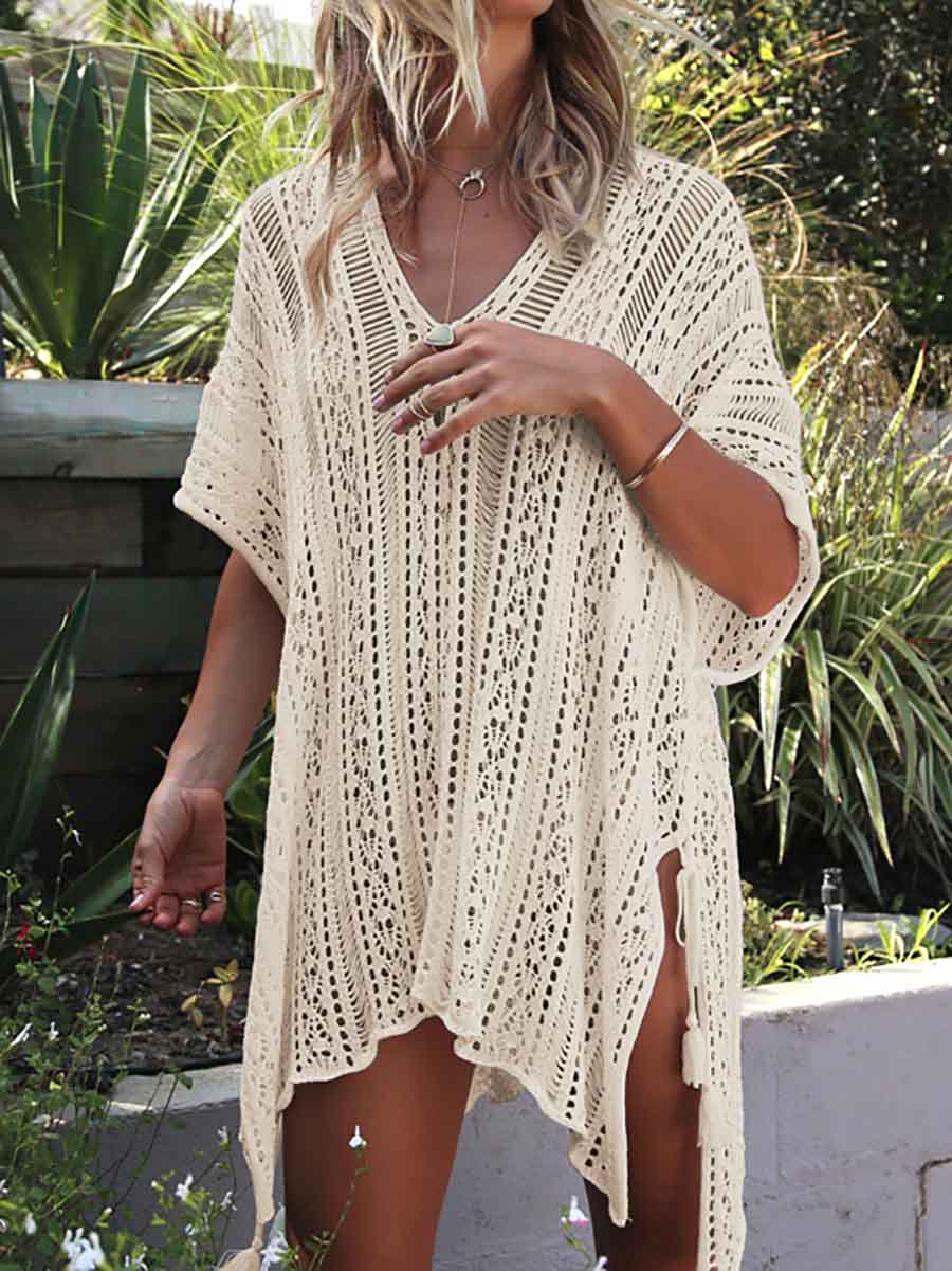 Stunncal Hollow Beach Vacation Knitted Sunscreen Blouse