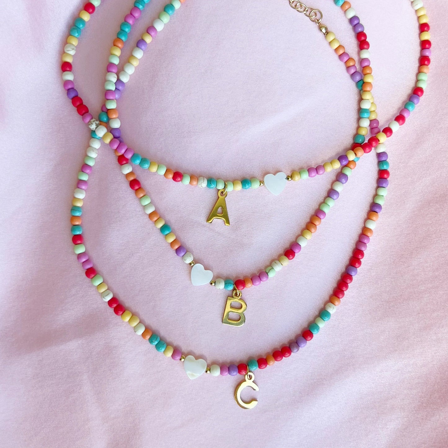 🌈Colorful Beads Initial Choker '18k Gold Plated'💗