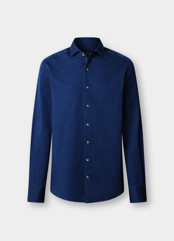 Tailored Fit Dark Blue Denim Shirt