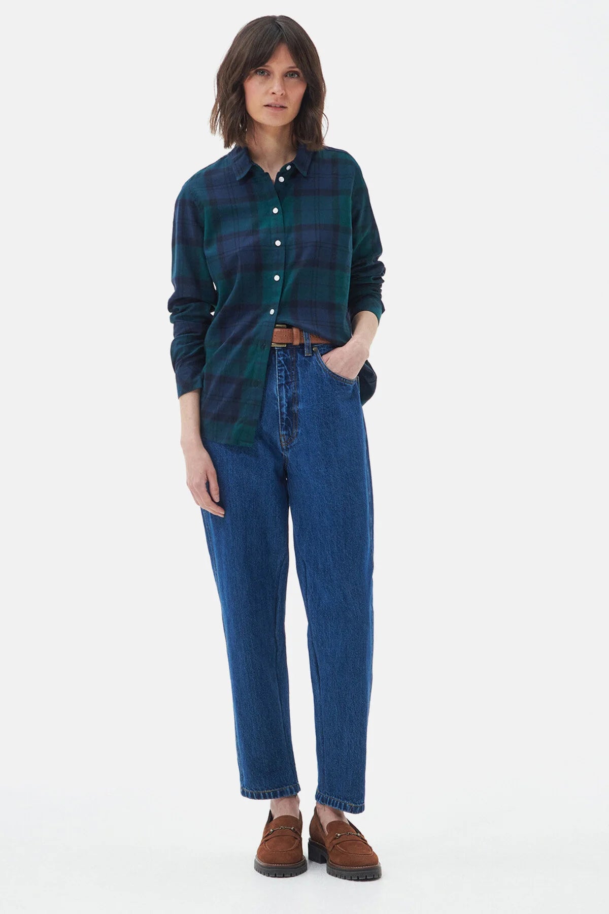 Bredon Shirt - BLACK/SAGE TARTAN