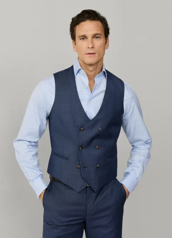 Wool Sharkskin Waistcoat - Woven In Italy