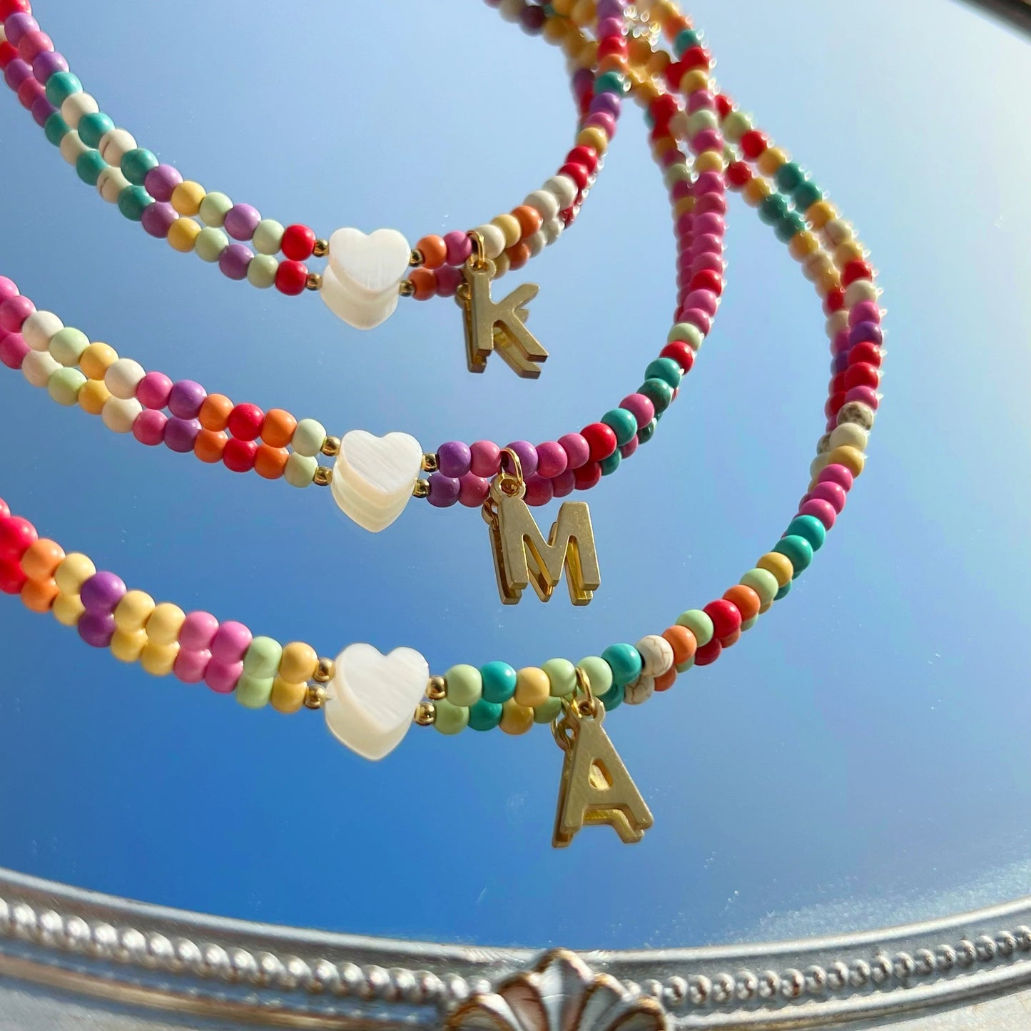 🌈Colorful Beads Initial Choker '18k Gold Plated'💗