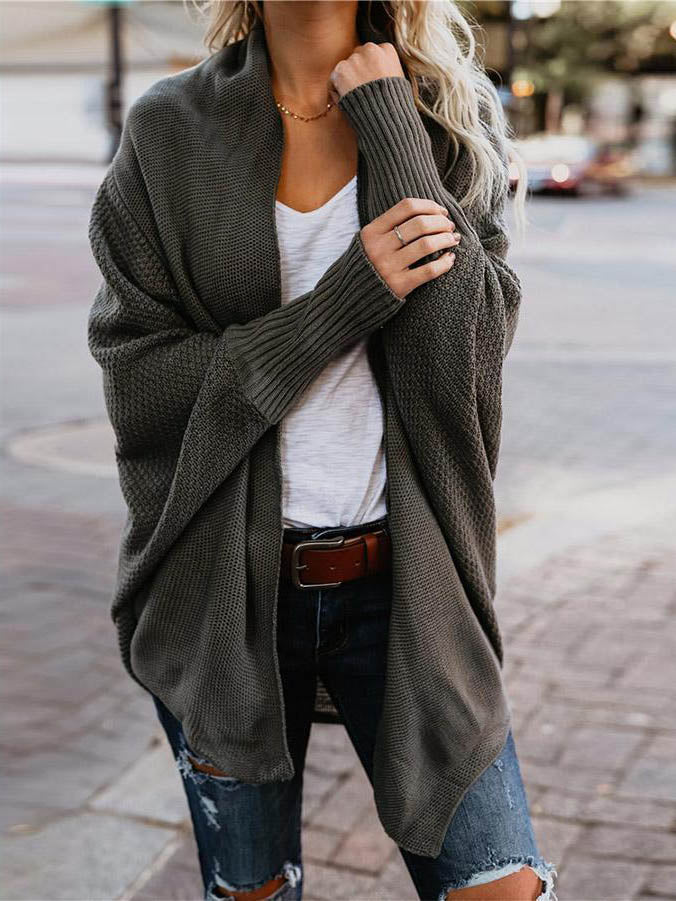 Stunncal Bat sleeve plus size long knitted cardigan sweater£¨13 colors£©