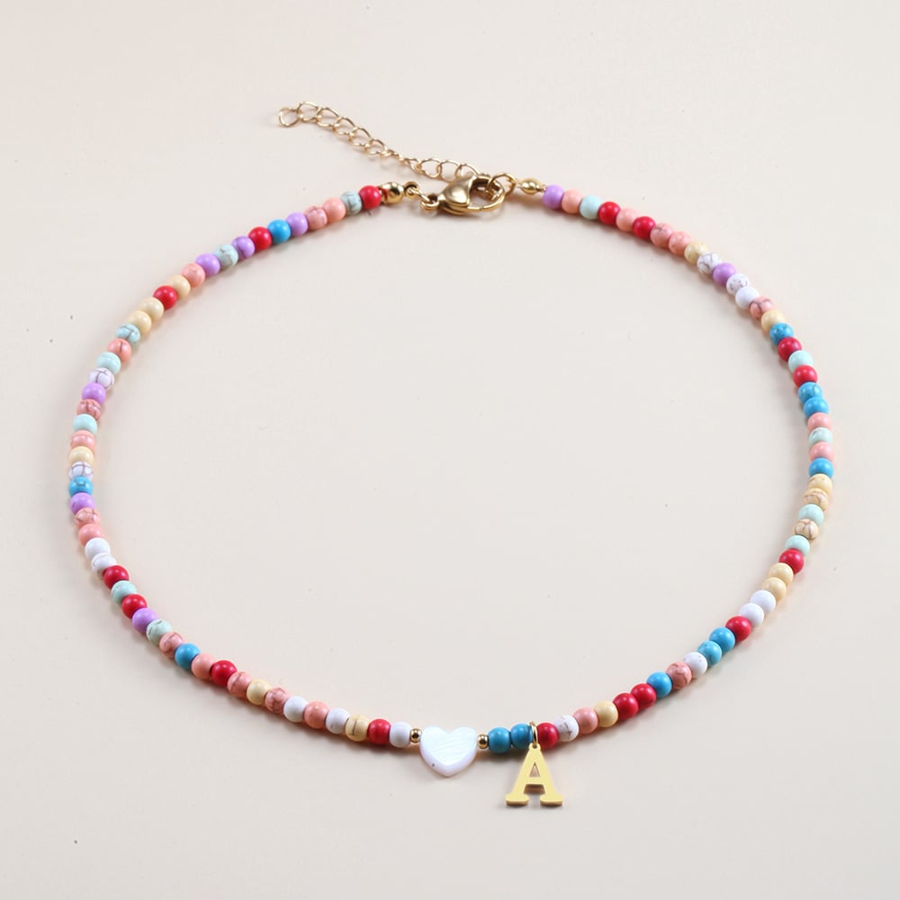 🌈Colorful Beads Initial Choker '18k Gold Plated'💗