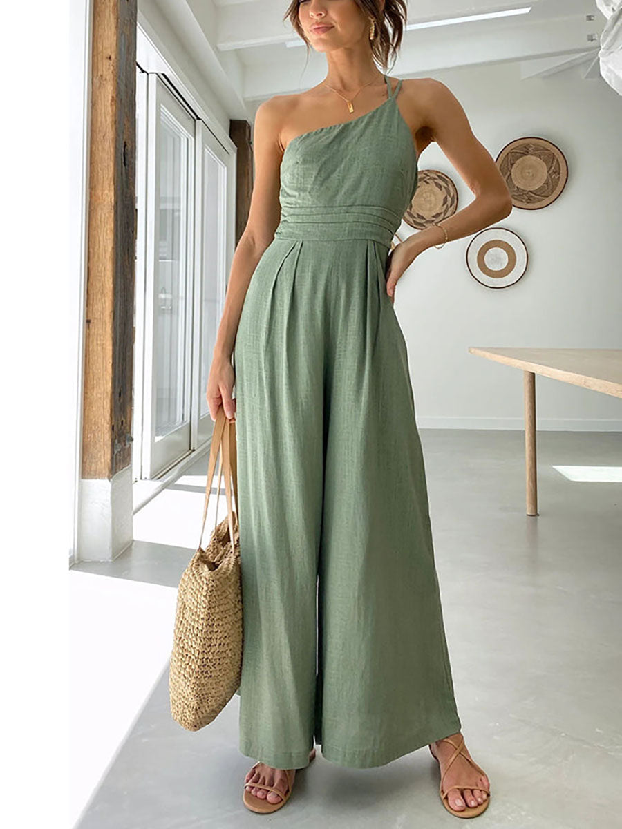 Stunncal Chic Journey One Shoulder Straps Wide Leg Jumpsuit£¨8 colors£©