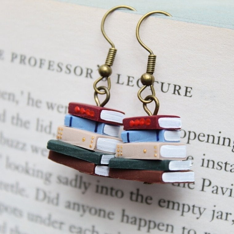 ✨Stack of Books Earrings, Library Colours - Perfect Gift for your book lover friends